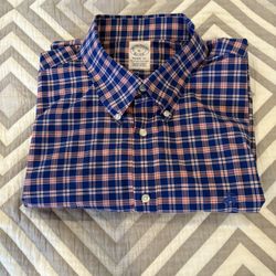 Brooks Brothers Mens Shirt Size XL Regent Fit Blue/Red Plaid Button Down Shirt