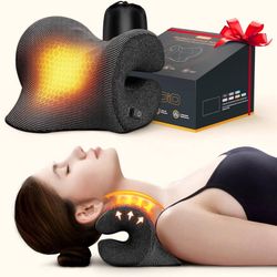 new Heated Neck Stretcher for Neck Pain Relief, Graphene Heating Pad, Odorless Neck Cloud Cervical Traction Device Chiropractic Pillow for Neck and Sh