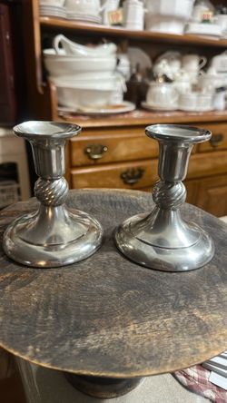 Pewter Candlestick Holders Set of 2