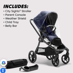 Baby Jogger City Sights Stroller - Commuter Bundle with Antimicrobial Fabric 
