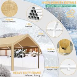 Carport – Heavy-duty 10 x 20 ft portable garage, 2.0 powder-coated frame (superior to galvanized), waterproof shelter with weight bags
