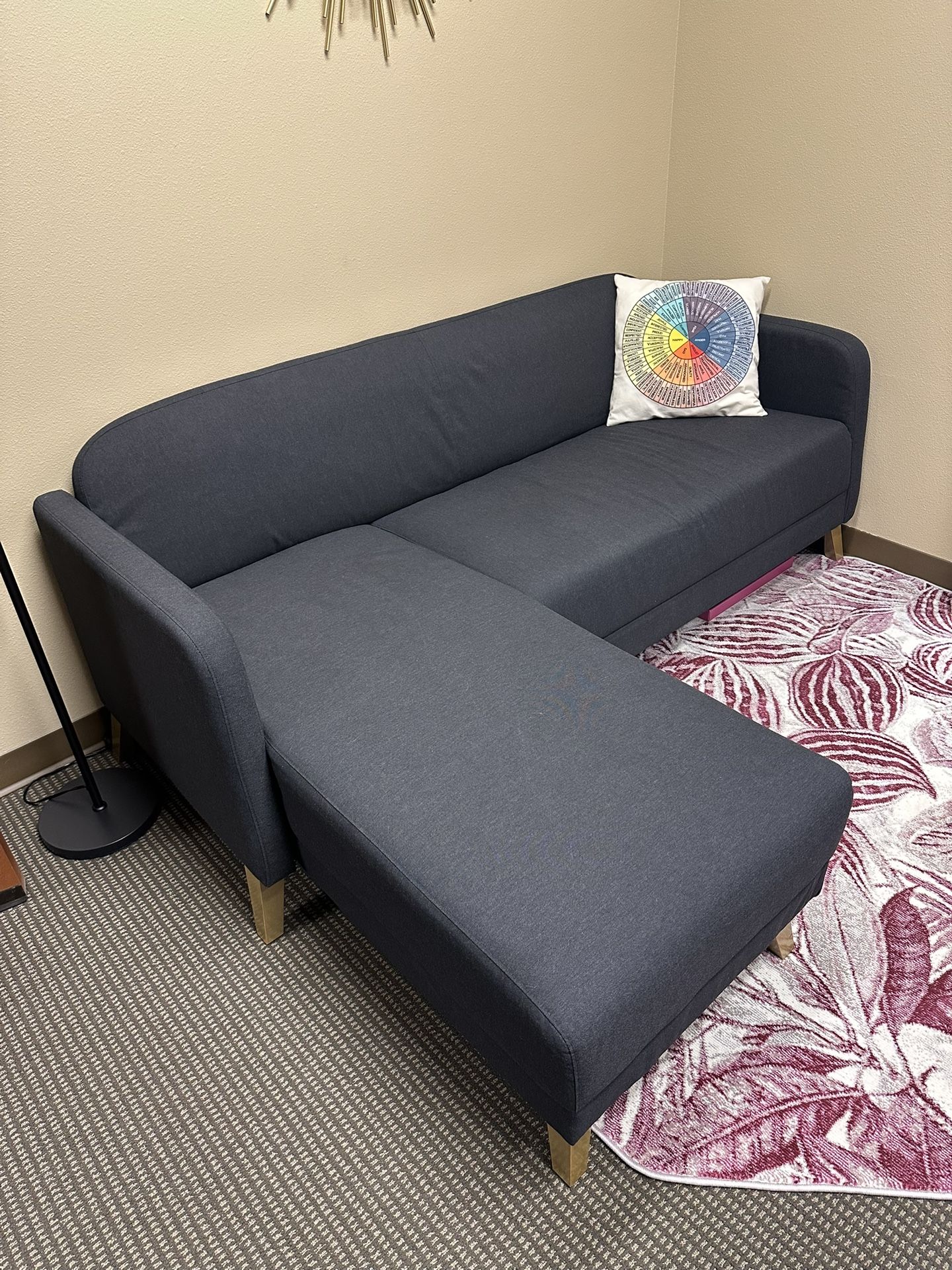 IKEA Linanas Sofa - Dark Gray With Gold Legs