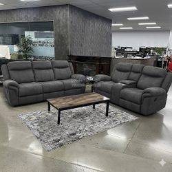 Recliner (Set Of 2pc), Loveseat Sofa + 3-Seater Couch