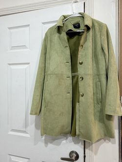 Sage Green Suede Button-Front Coat
