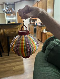 Vintage Multi-Colored Striped Accordion Paper Lanterns - Set of 17