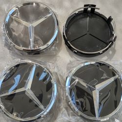 Set of 4 - New -75mm /3 Inch Mercedes Benz Center Caps black Wheel Caps - Mercedes Wheel Caps - Mercedes Benz Center Wheel Caps 🎈FIRM PRICE🎈