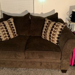 2 Brown Couch Set With Pillows