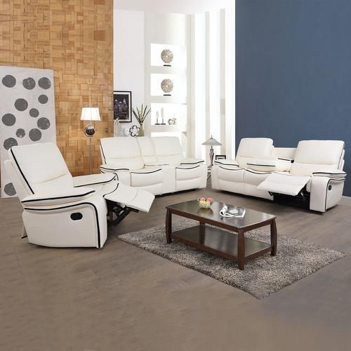 White Leather Reclining Sofa