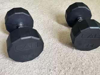 CAP 30 lb Rubber Hex Dumbbells Pair