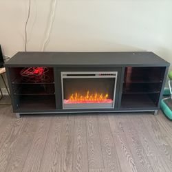 Full Fully Working Fireplace Tv Stand Bookshelf
