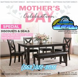 Dining table six seater with bench new gray