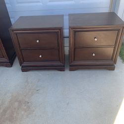 Pair of Lifestyle Solutions Twilightlight Cherry Two Drawer Nightstands / End Tables. 