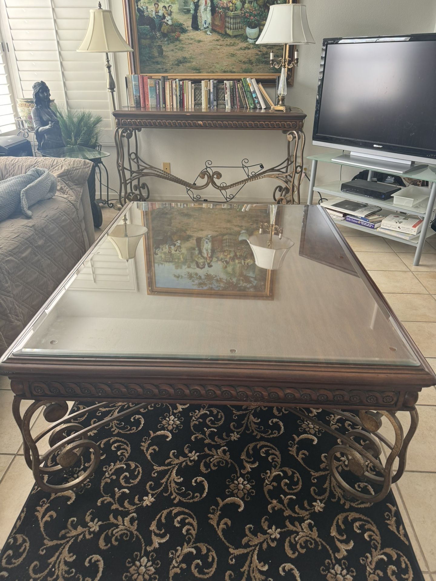 Wooden Coffee and Side Console Table, Excellent Shape!