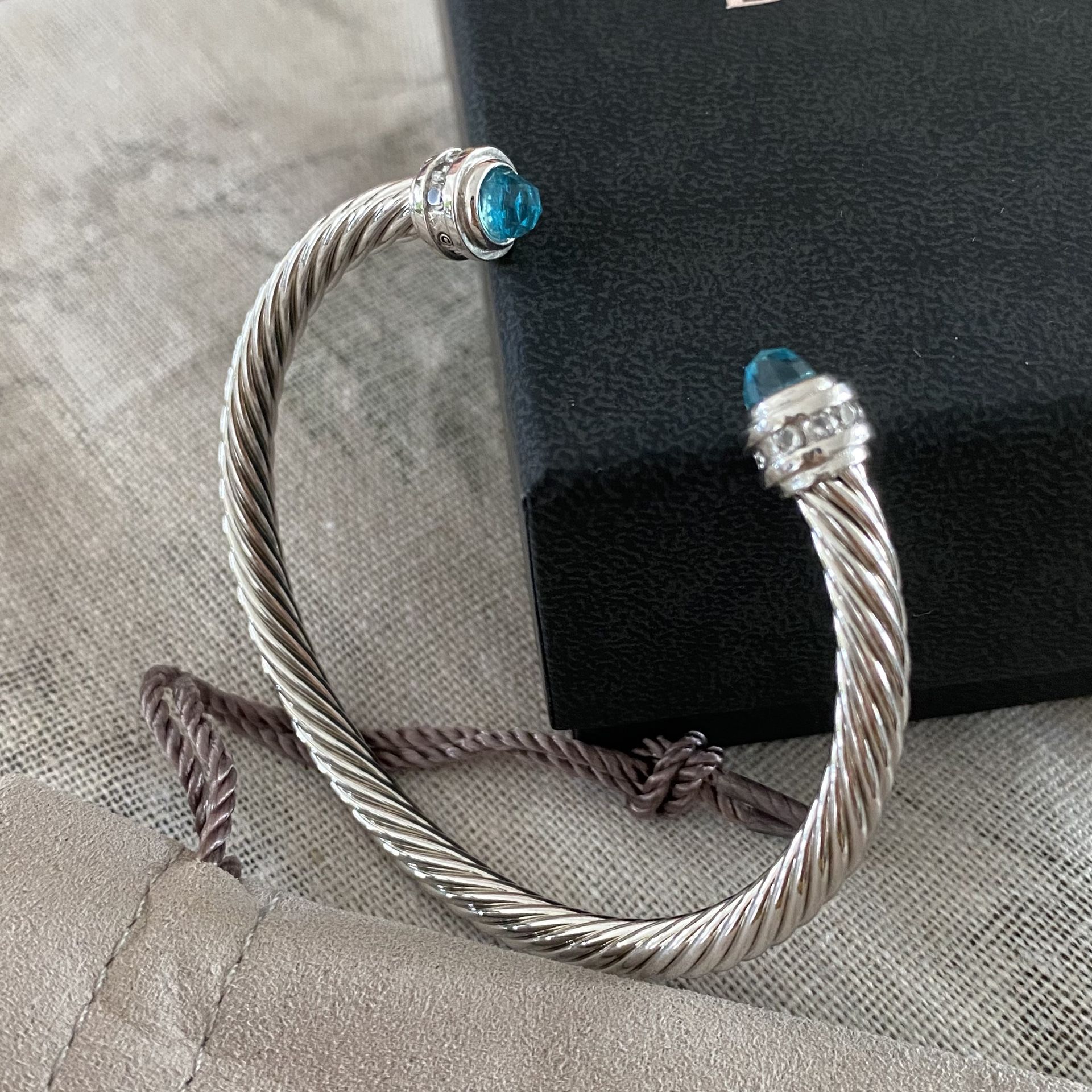David Yurman 5mn Blue Topaz Diamond Cuff Bracelet