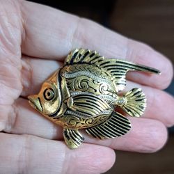 Vintage Damascene Fish Pin