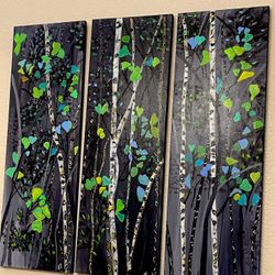 Set Of 3 Trees Paintings