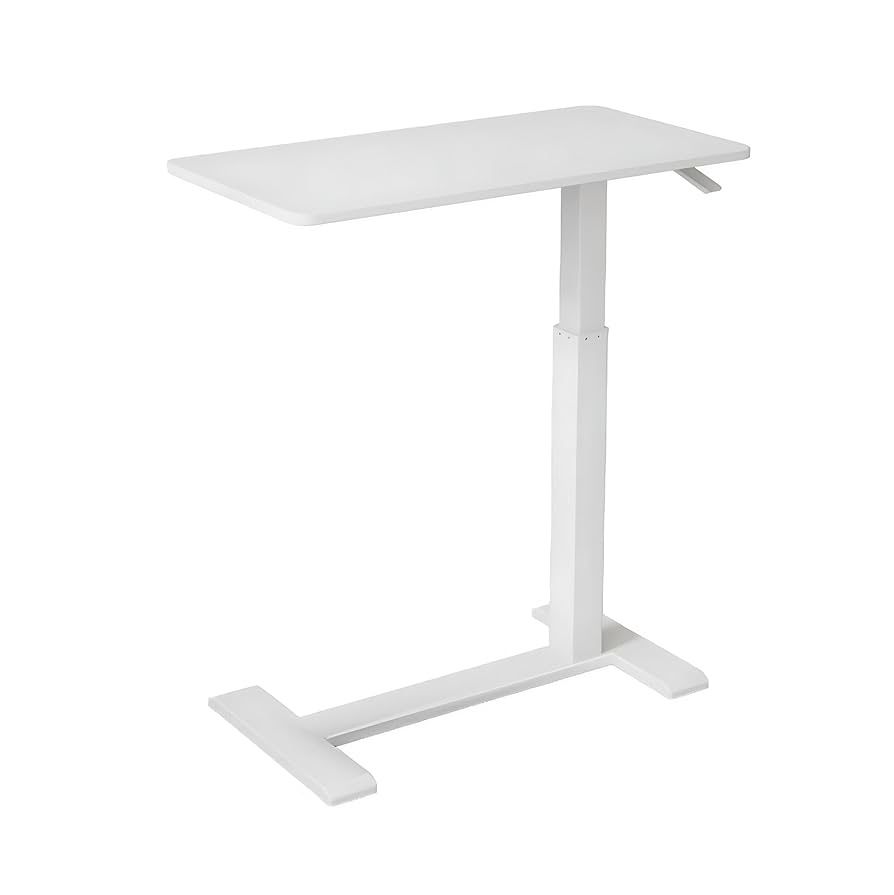 Bedside Table with Wheels, Adjustable Hospital Overbed Table, Rolling Laptop Desk with Sturdy Frame, Portable Mobile Workstation for Couch Sofa Side, 