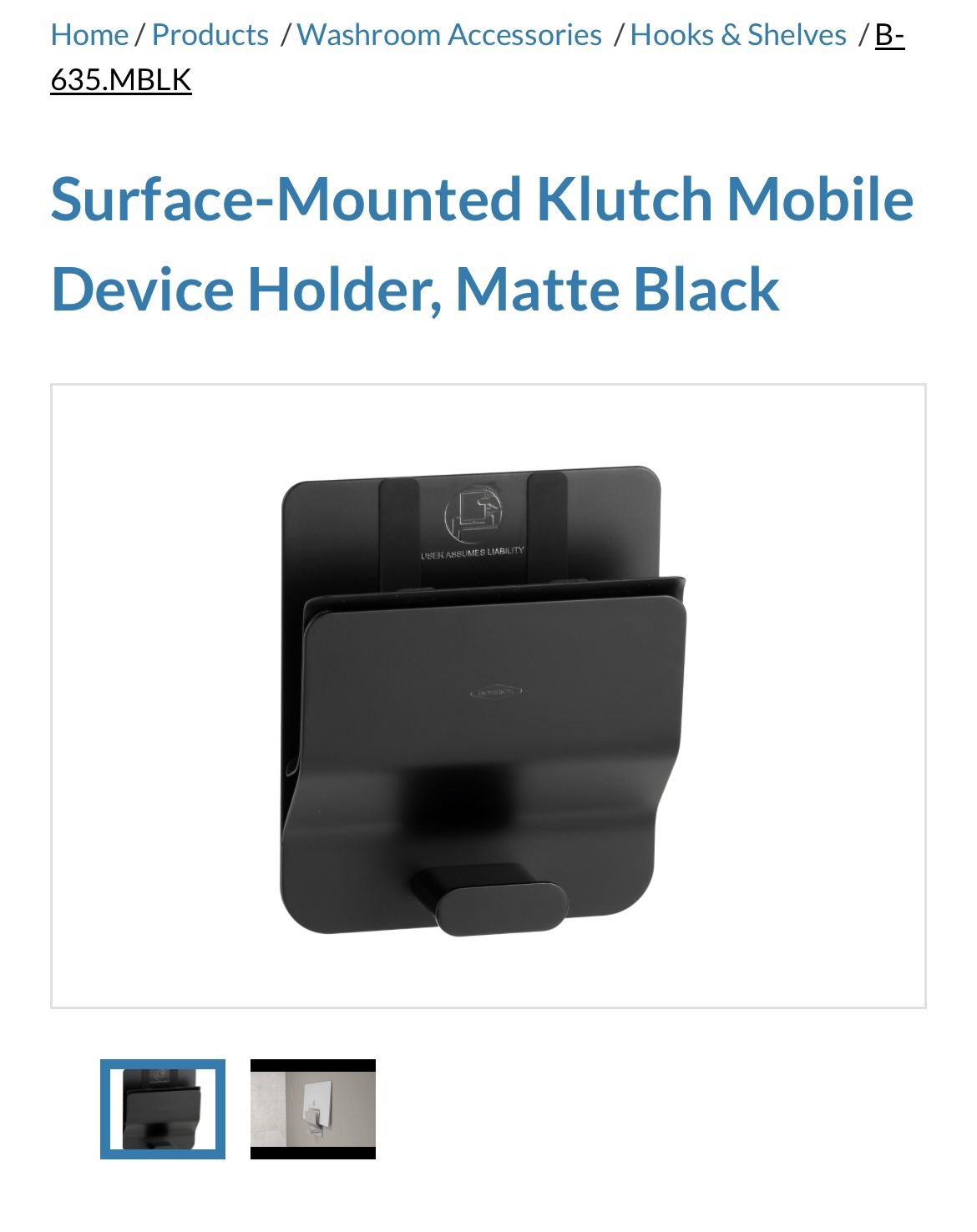 Bobrick KLUTCH Mobile Device Holder