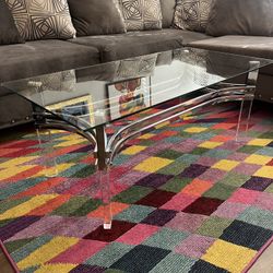 Glass Coffee Table (Silver and Chrome)