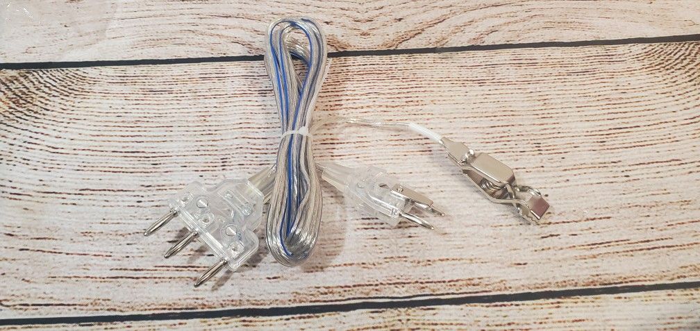 @CHV. Clear Foil Body cable 2 and 3 prong Male Plug with a Alligator Clip