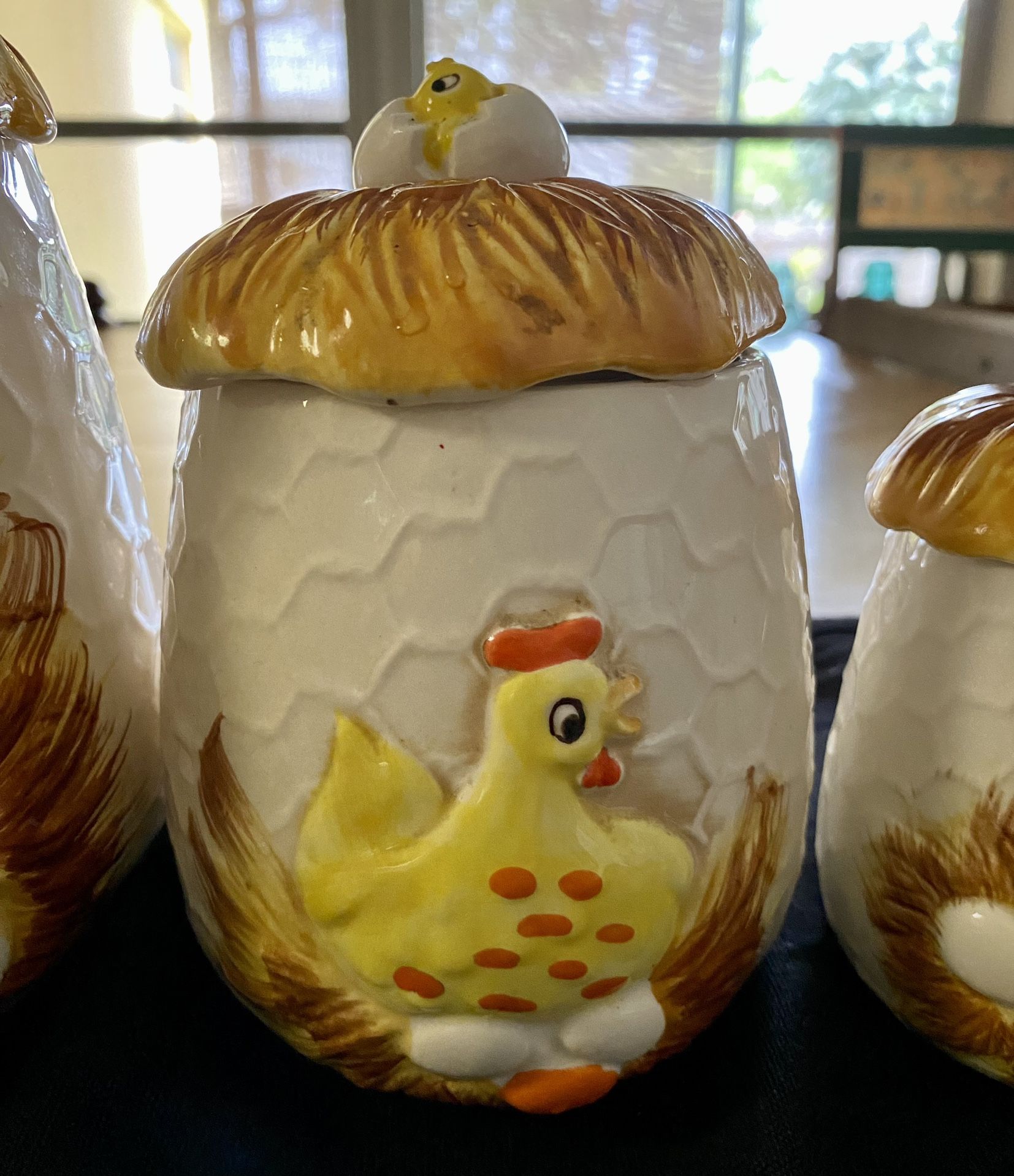 Vintage 1976 Sears & Roebuck Hatching Chicken Ceramic Canister Set