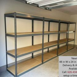 Garage Shelving 48 in W x 24 in D Metal Shed Boltless Storage Racks New Industrial Rigid Racking Stronger Than Homedepot Costco 