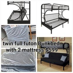 Twin Full Bunkbed Futon Wiht Mattrres 