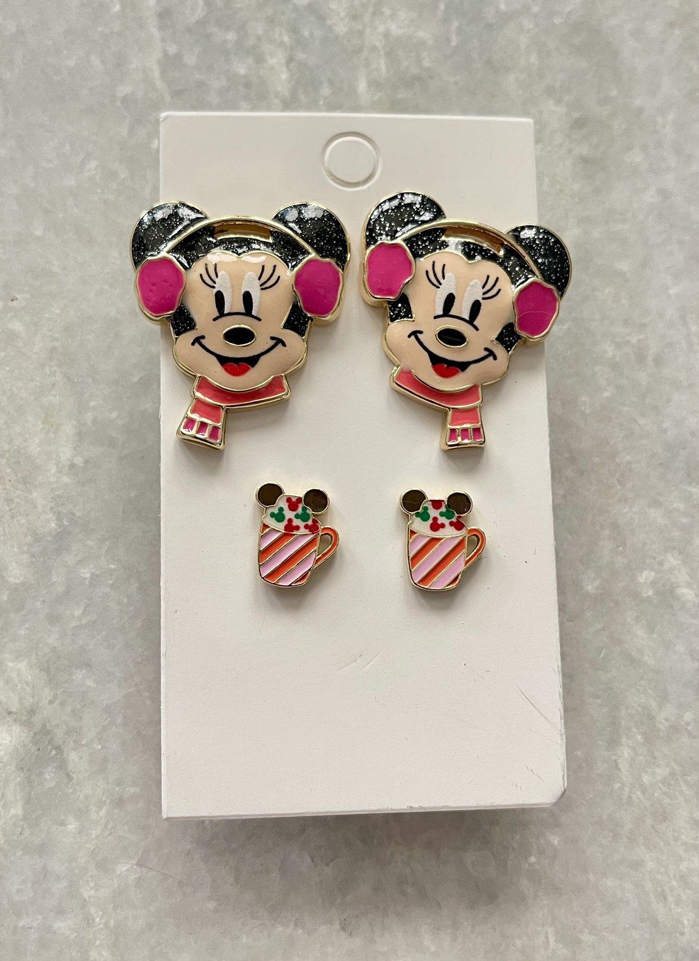 BAUBLEBAR DISNEY CHRISTMAS HOLIDAY EARRING SET MINNIE MOUSE HOT COCOA CANDY CANE