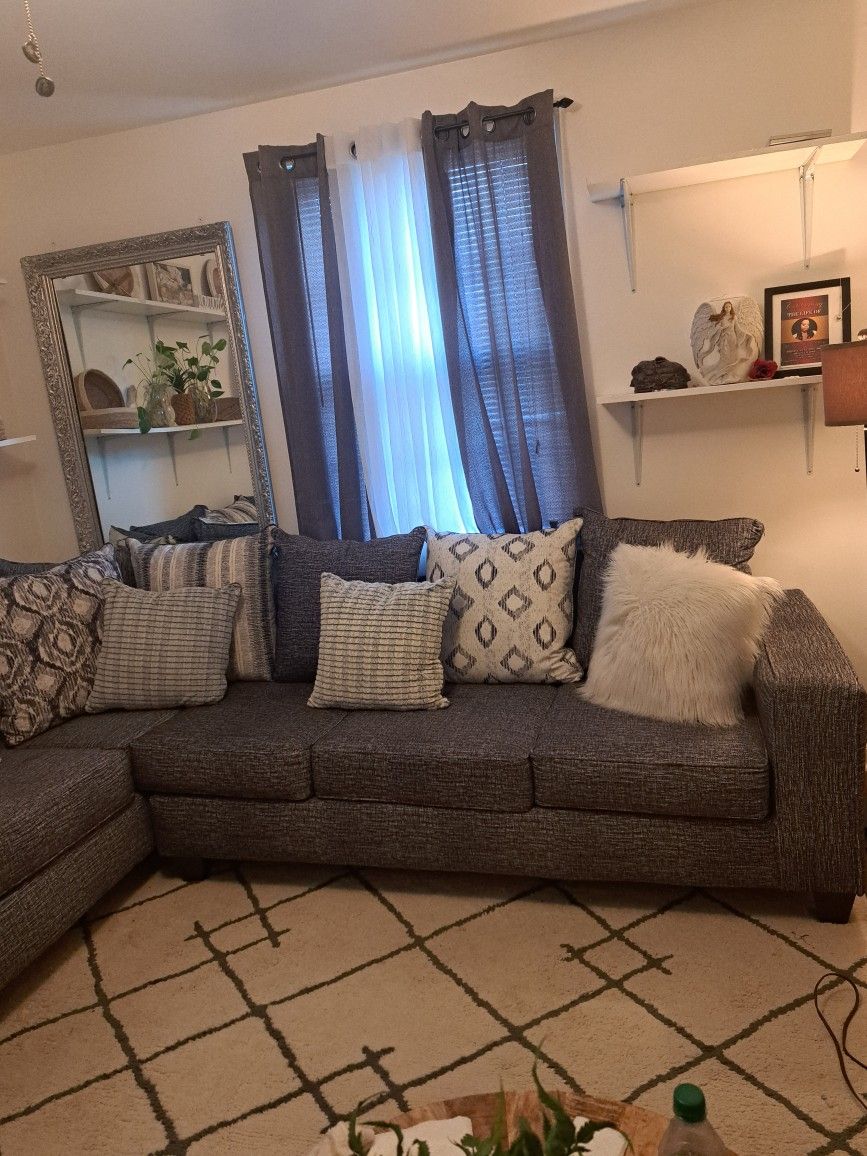 Grey Tint Of Blue Sectional Sofa