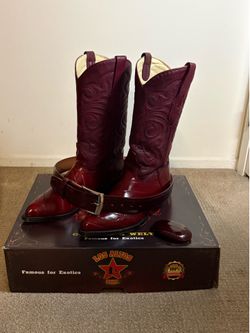Los Altos Eel Boots/Belt Combo (Burgundy - Size 9.5)