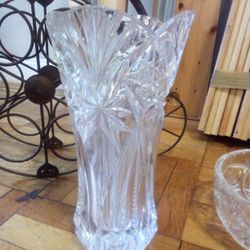 Very Heavy Solid Lead Crystal Case And Decorative Bowl / Antique Bike Wine Rack 