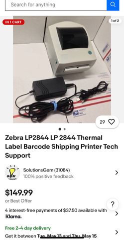 Zebra LP2844 LP 2844 Thermal Label Barcode Printer 