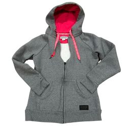 Dover Saddlery Equine Hoodie Full Zip Sweatshirt Jacket Grey Pink Fleece Lined XSmall