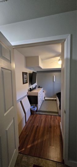 Bed frame, dresser, side table, and mattress