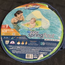 New SwimWays for 9, 12, 18, 24 month Swim Step 1 Splash N Play Baby Spring Float with Sun Canopy and Hyper-Flate Valve