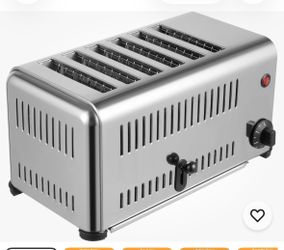 6 Slice Commercial Toaster 1680W Bread Baking Machine W/ 5 Bread Shade Settings
