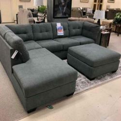 ASHLEY Charcoal Sectional Sofa Couch 