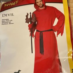 Spirit Adult Devil Costume Robe, Belt w/Tail, Pitchfork, Gloves Plus Size 2X 