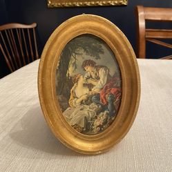 Vintage Oval Framed Art Print – Boucher “Love Scene”