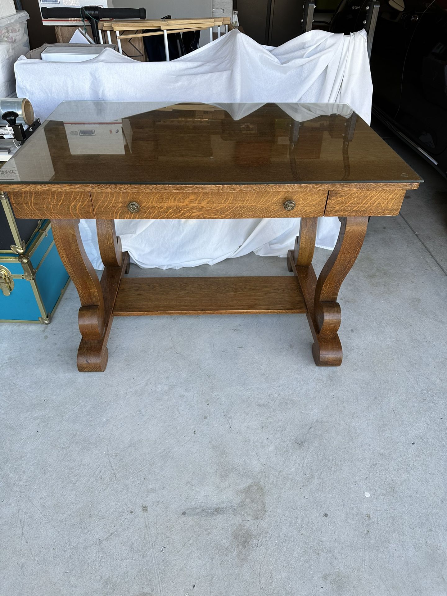 Antique Quarter Sawn Solid Oak Empire Desk