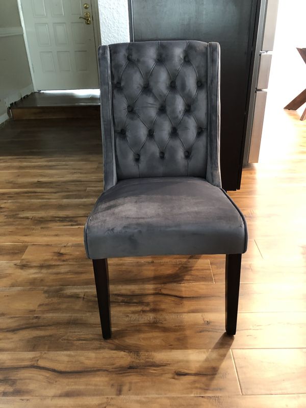 4 Dark Gray Velvet Dining Chairs for $150 each for Sale in Tustin, CA