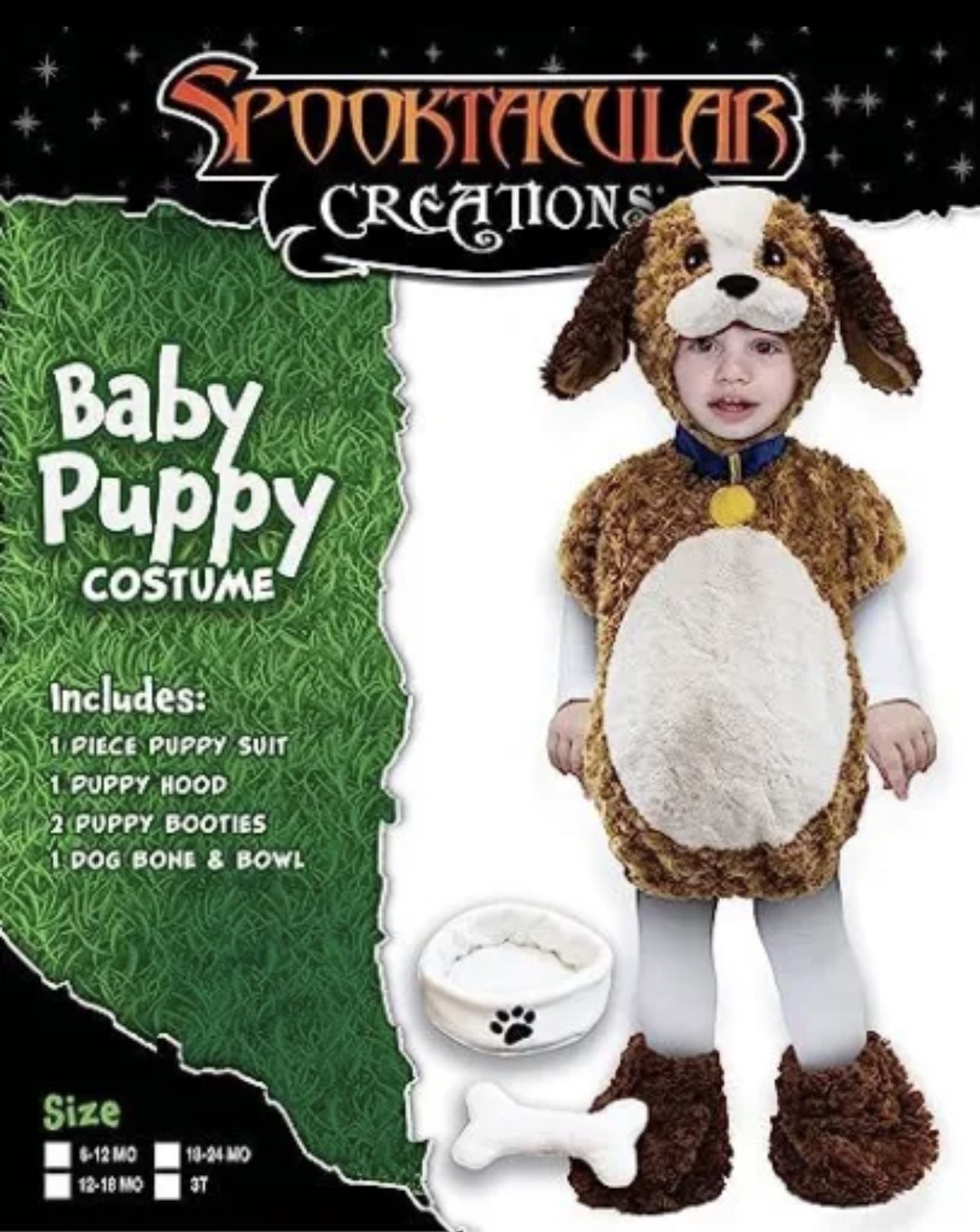 Toddler Puppy Costume, With Bone And Bowl, 18 To 24 Months Halloween Costume