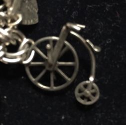 Silver old style bike charm