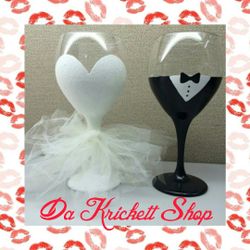 Bride and groom wine glasses
