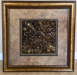 3D Resin Floral Rustic Gold Framed Boho Home Decor Wall Art 2 Pictures