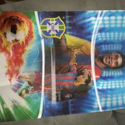 3D poster Brazilian football player Ronaldinho in his Barcelona