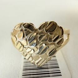 14K Gold Nugget Heart Ring