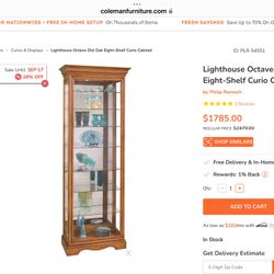 Curio Cabinet -Philip Reinisch. Lighthouse Old Octave Eight Shelf Curio Cabinet