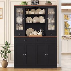 71''Tall Food Pantry Cabinet, 47.2'' Wide Kitchen Hutch with 4 Drawers & Shelves