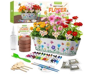 PLANTMEW Paint & Plant Flower Growing Kit for Kids - Fun Kids Gardening Set - Unique Birthday, Crafts & Arts, Gardening Gifts for Girls & Boys, Ages 5